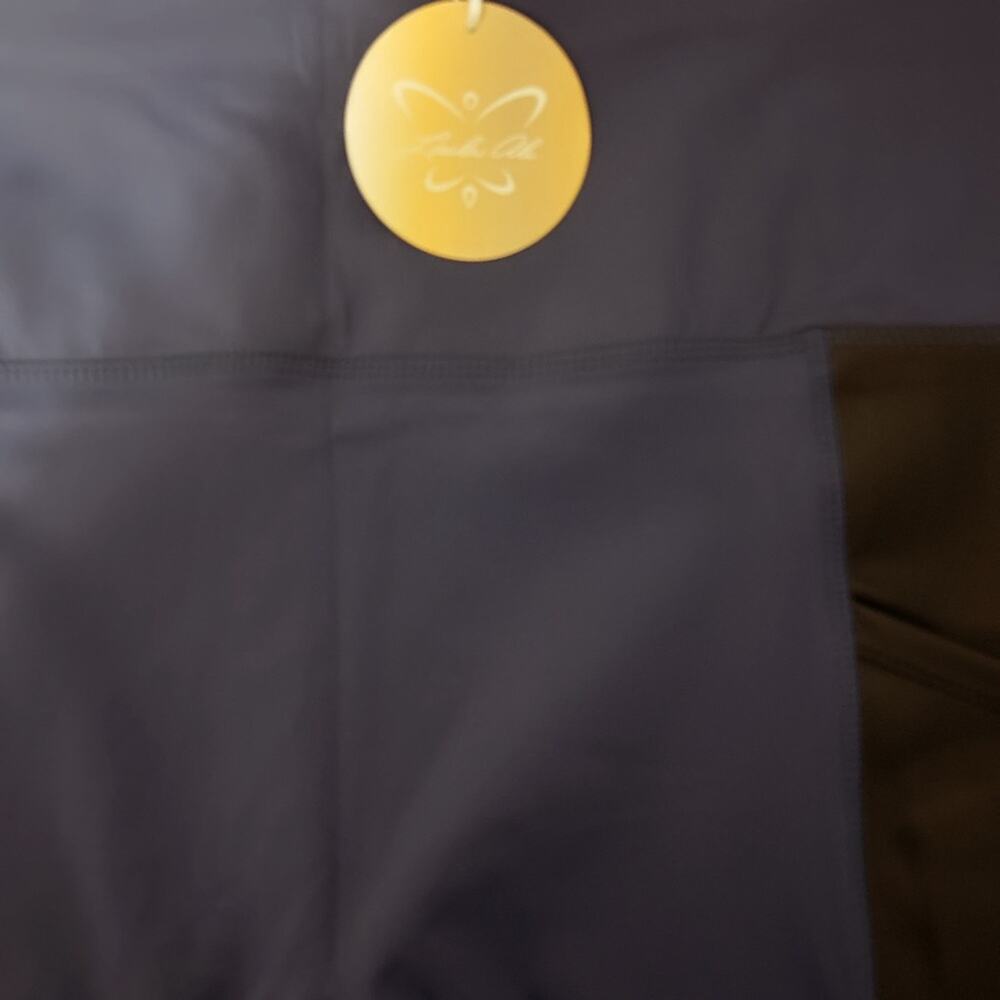 NWT! Laila Ali Sculpted Faux Leather Trim High-Rise Leggings Pockets Size Large - Picture 5 of 9